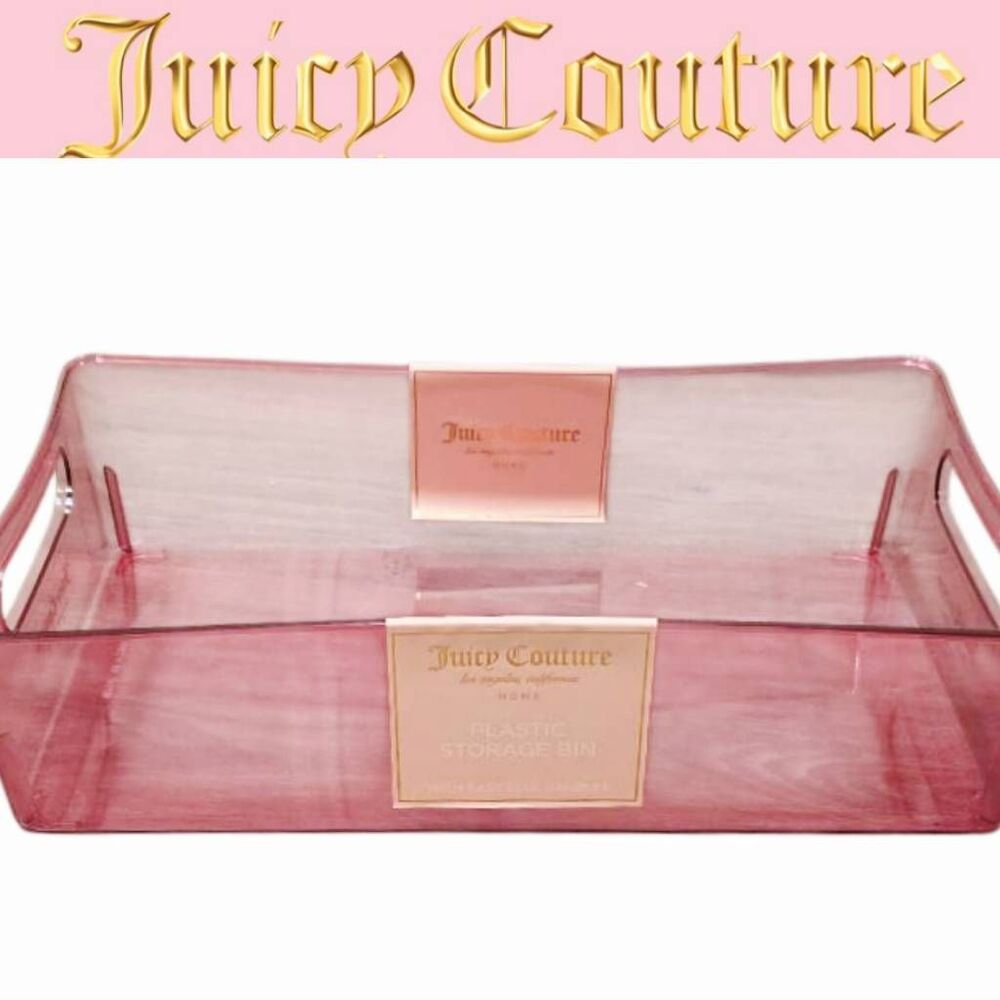 Juicy Couture Home Transparent‎ Pink Storage Bin w/Easy Pull Handles
